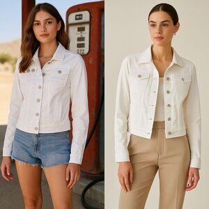 White House Black Market Women Crop Jacket White S Clean Girl Americana Layering